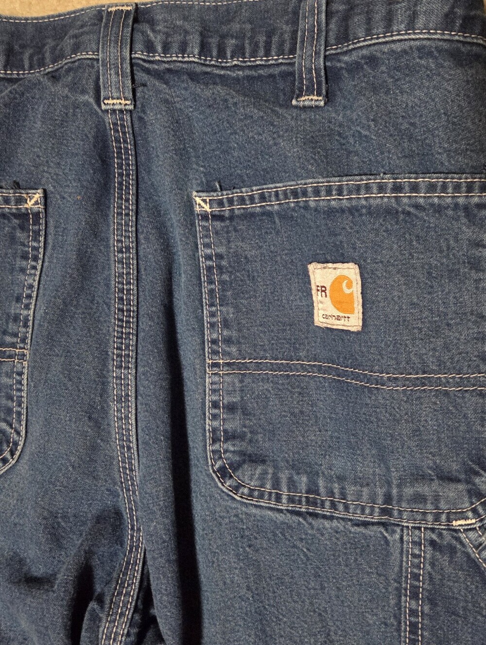 Carhartt FR Jeans Mens 32x34 Blue Straight Flame Resistant Work Chore Carpenter - Picture 3 of 10